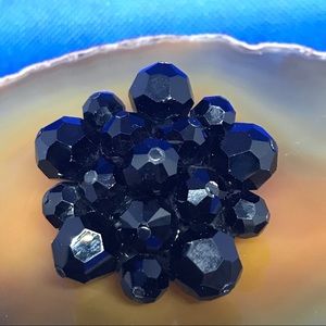 Black Faceted Glass Bead Brooch Pin